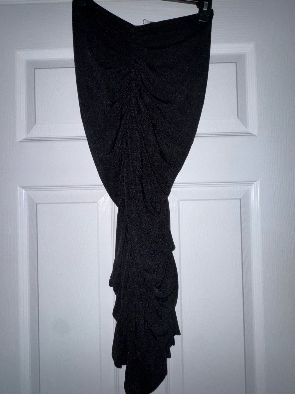 Olivaceous Black Asymmetrical Ruched Draped Skirt